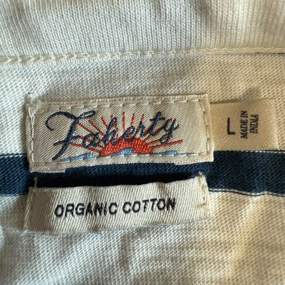 Faherty Merritt Dress Amagansett Stripe Scoop Neck Button Back Pocket L Organic - Picture 6 of 12